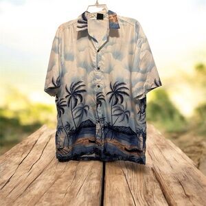 Hawaiian Island Vibes Blue and White Men's Shirt